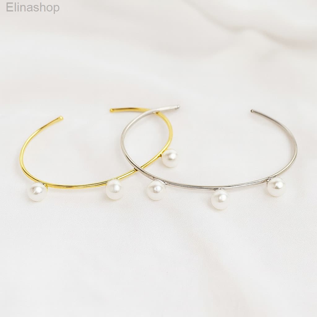 (V)Bracelete com Perolas Luxo Dourado e PrateadoGLOW