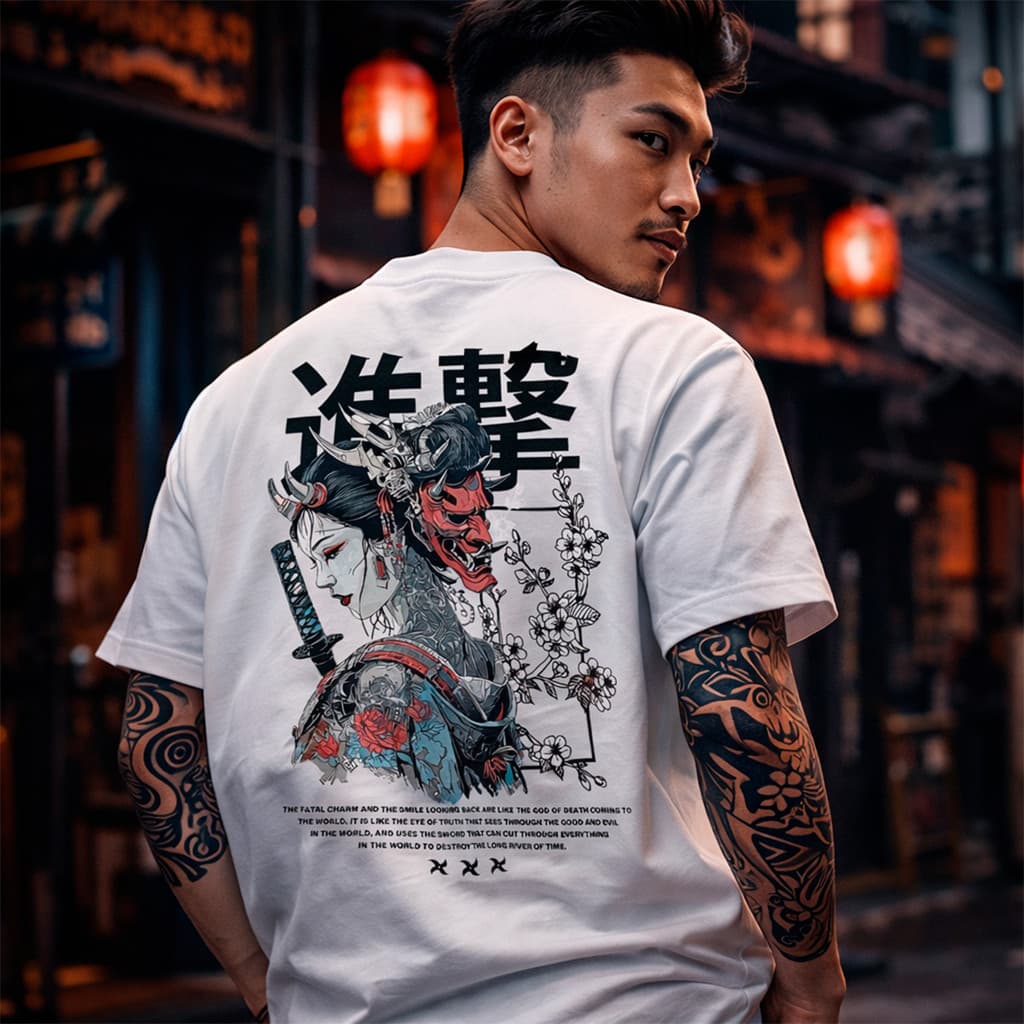 Camiseta Algodão Camisa Streetwear Samurai Spirit Masculina Estampada