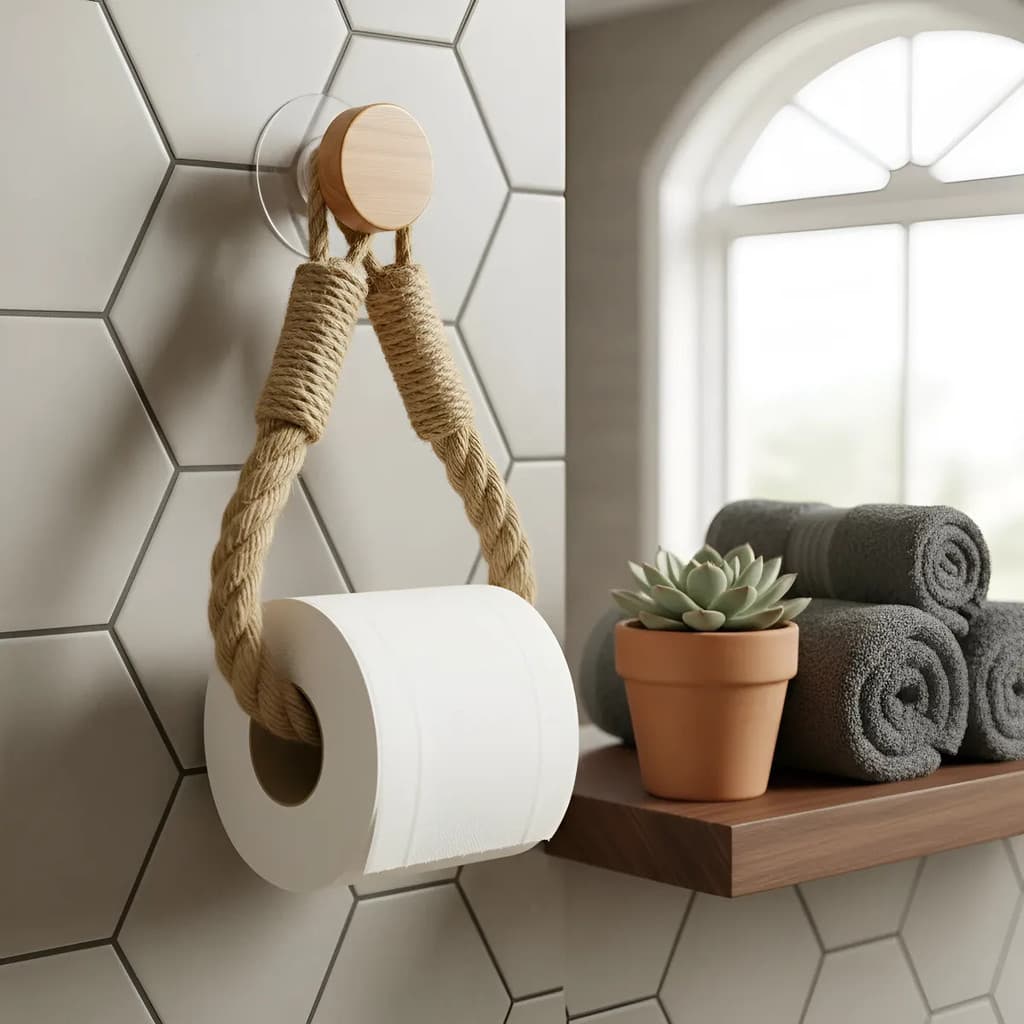 Porta Papel Higiênico Artesanal Corda Canhâmo Para Banheiro