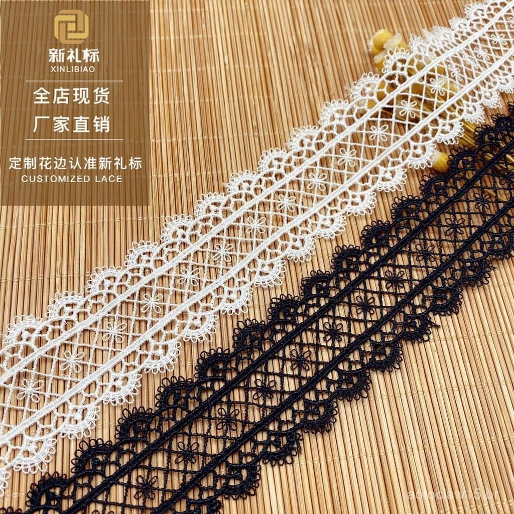 Renda solúvel em água de dupla face com detalhes vazados, acessórios de vestuário Lolita, itens decorativos de bordado e