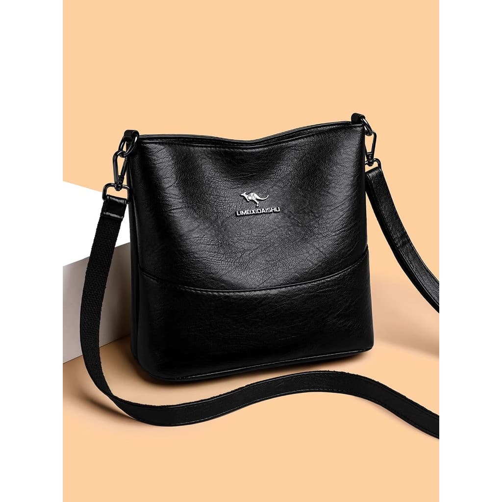 Bolsa feminina 2025 novo estilo simples All-Match balde saco de couro genuíno Retro mãe de meia-idade saco de ombro de c