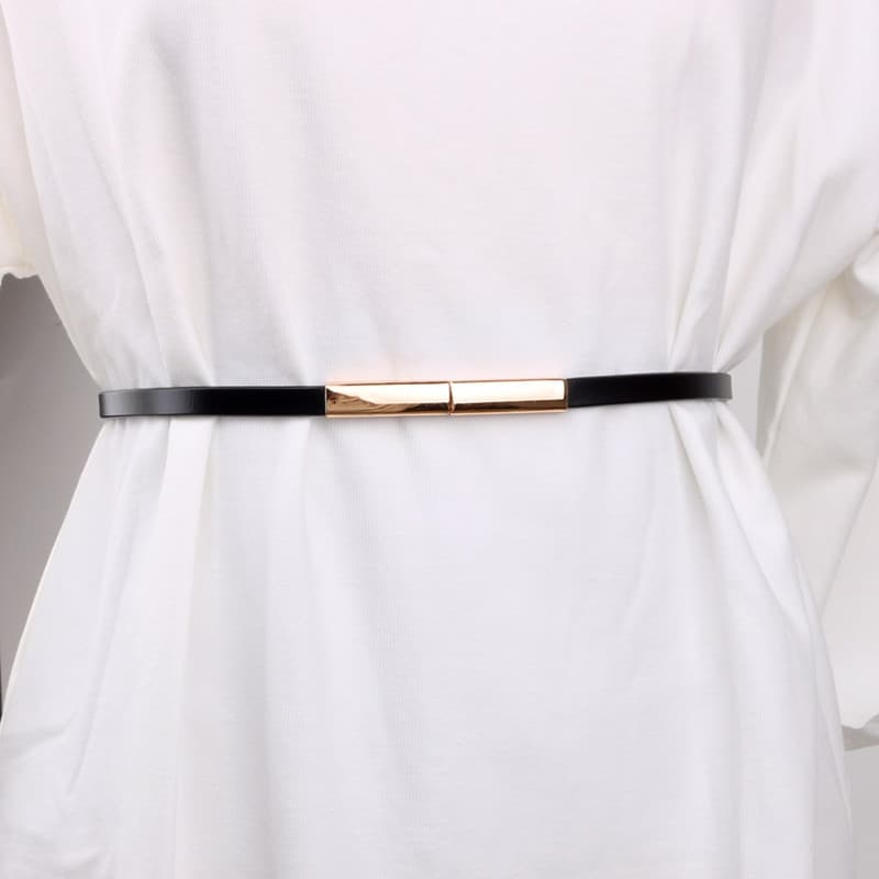 Simples versátil senhoras corrente de cintura fina couro genuíno moda coreano cinto decorativo com vestido casaco camiso
