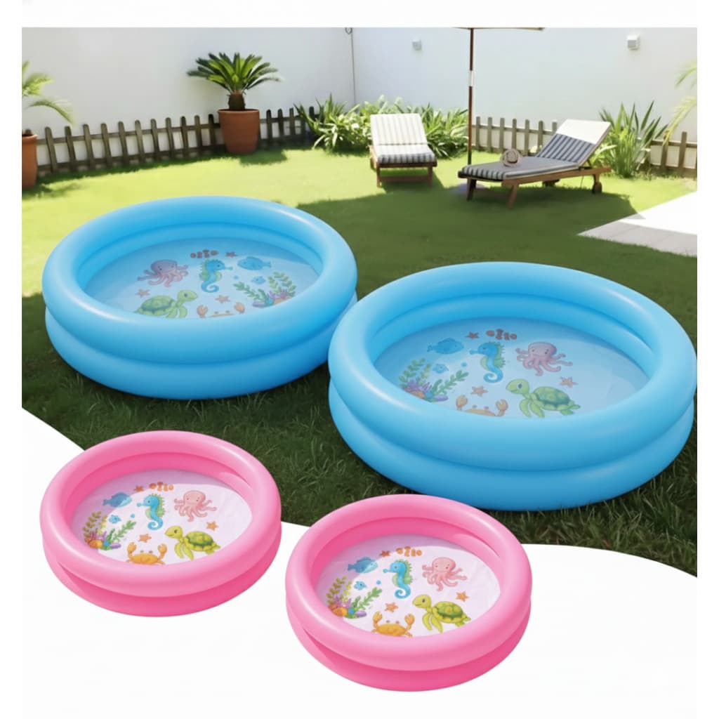 Piscina infantil  Bebê 60cm Redonda 30 litros Inflável Vinil Criança Praia Verão Para Bolinhas Rosa e Azul