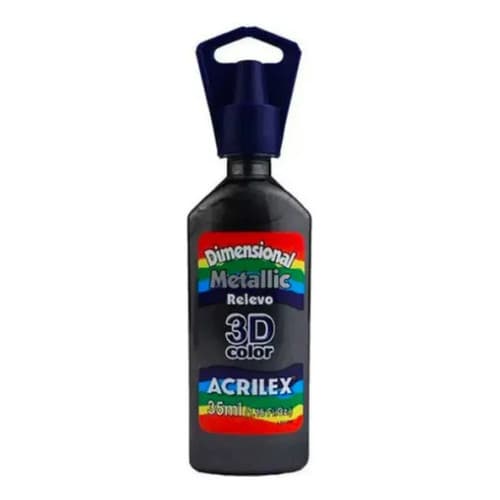 Tinta Dimensional Metálica 3d Acrilex Relevo Preto