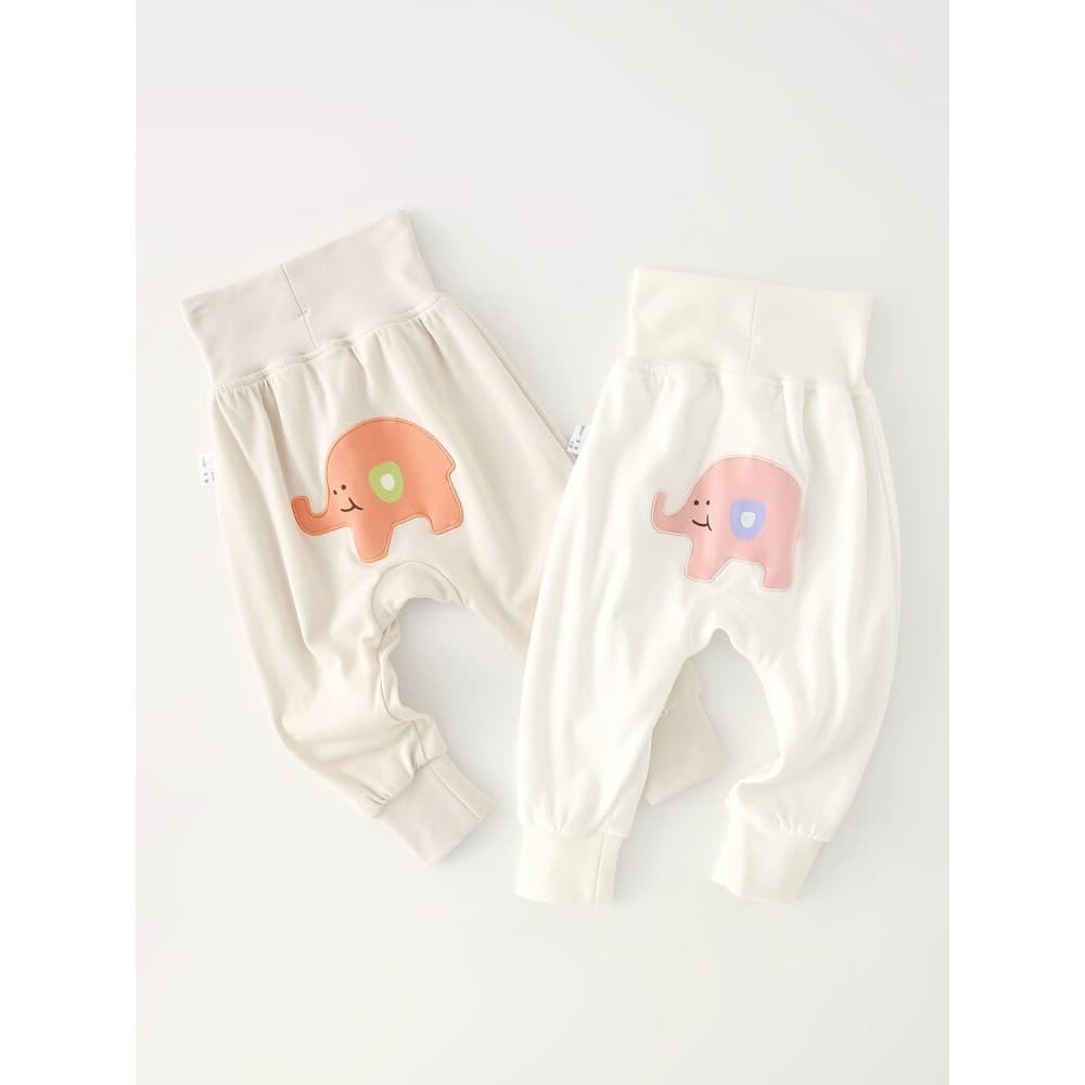 Bebê casa calças outono inverno puro algodão dupla camada quente dos desenhos animados bebê elefante bebê cintura alta g