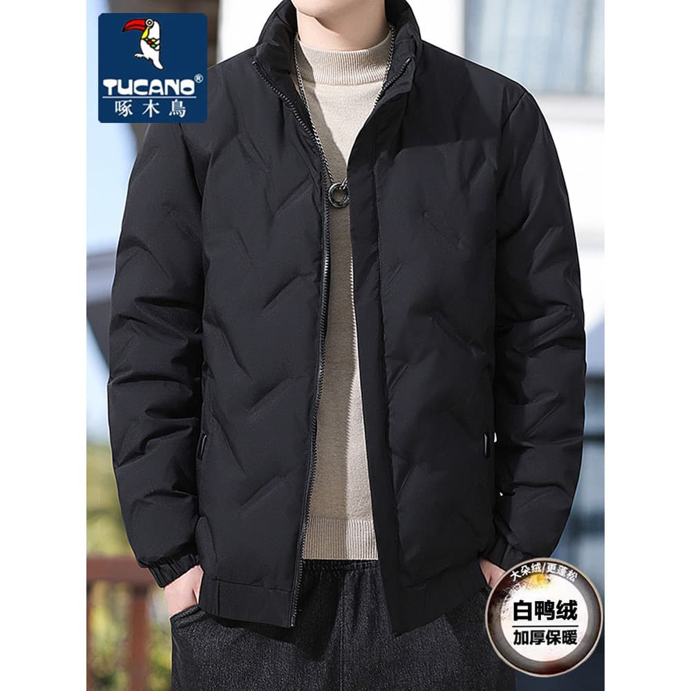 Woodpecker para baixo jaqueta masculina 2025 inverno novo estilo engrossado solto Casual quente gola alta jaqueta de alg