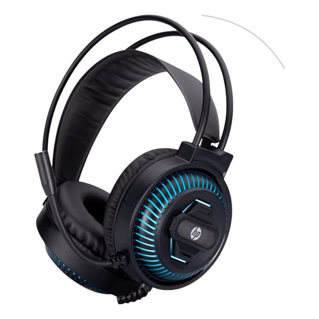 Fone Headset Gamer Hp Conexão Usb Led Azul Dhe8001 Preto USB/P2/P3 - Original