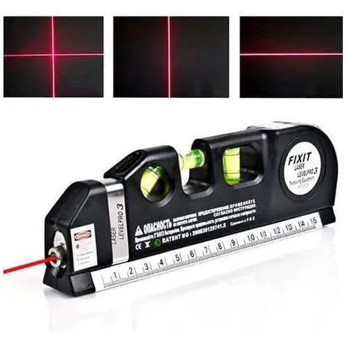 Nível Laser Com Trena De 2,5m C/ 3 Profissional Níveis Bolha