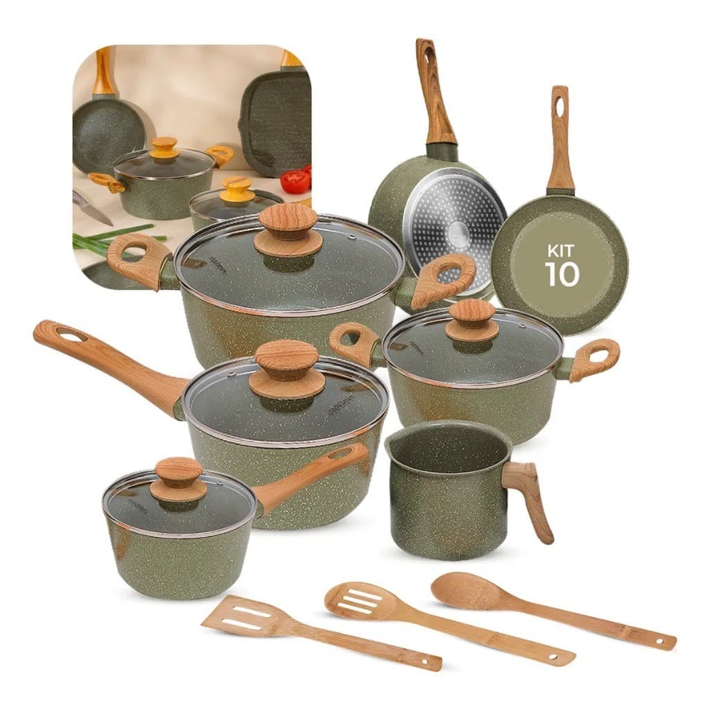 Jogo De Panelas Antiaderente Cerâmica Mimo Style 10 Peças Premium