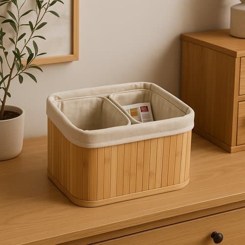 Cesto Organizador Bambu Natural Multiuso Decoração Banheiro Cozinha Kit 3