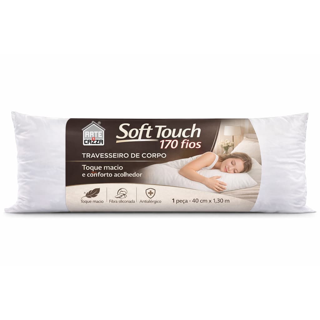 Travesseiro de Corpo 40cm x 1,30m Soft Touch Branco