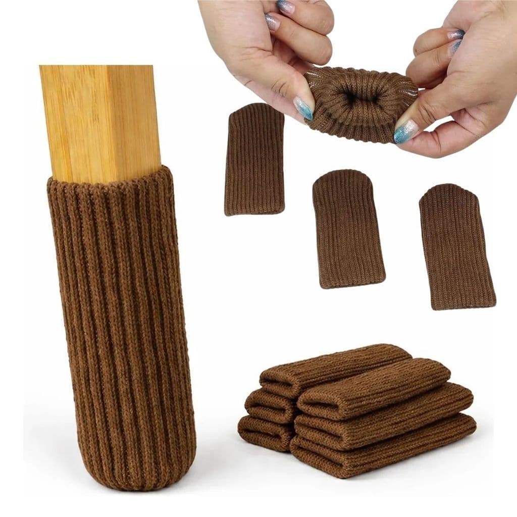 kit 8 Meias para Cadeiras Pés Móveis Proteção de Chão Tricotada Almofadas Antiderrapantes Capas Silenciosas para Mesa