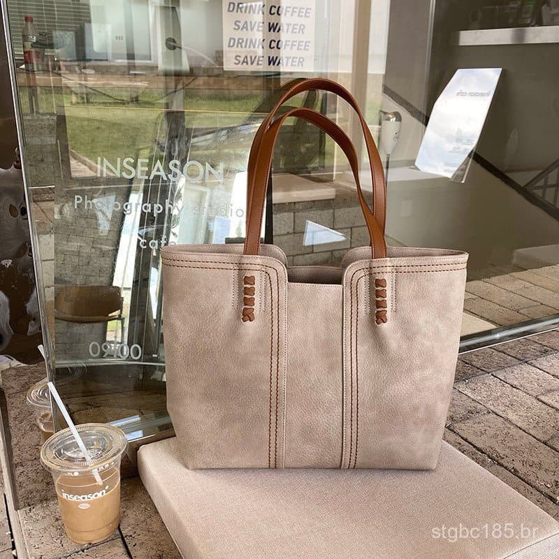 Versão coreana 2025, nova bolsa tote elegante e simples, estilo retrô, de grande capacidade, para mulheres, ideal para o