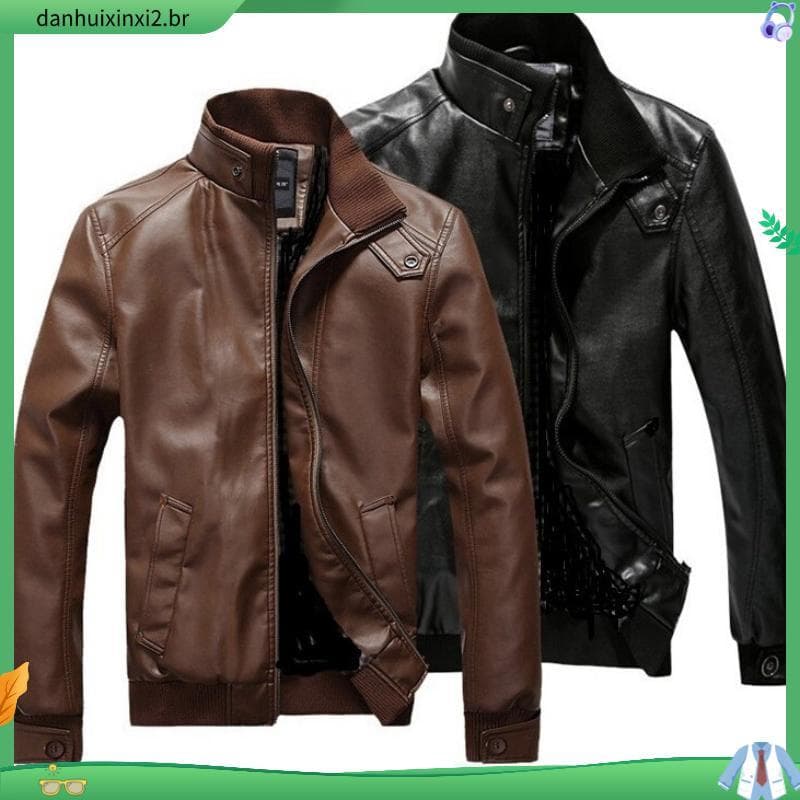 Jaqueta De Couro Preta De Moto Masculina