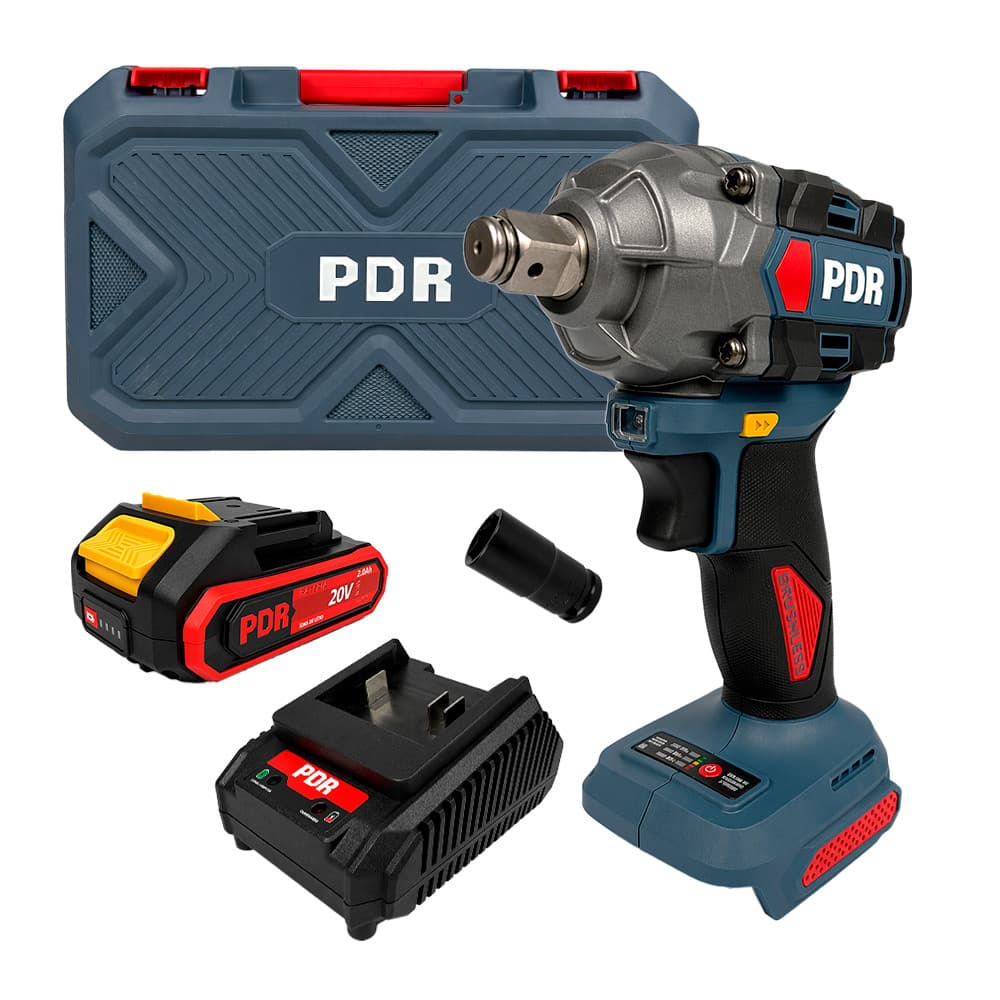Chave de Impacto 1/2" a Bateria 20V 455Nm PDR B420A com 1 Bateria 2Ah 20V, Carregador Bivolt e Maleta Plástica