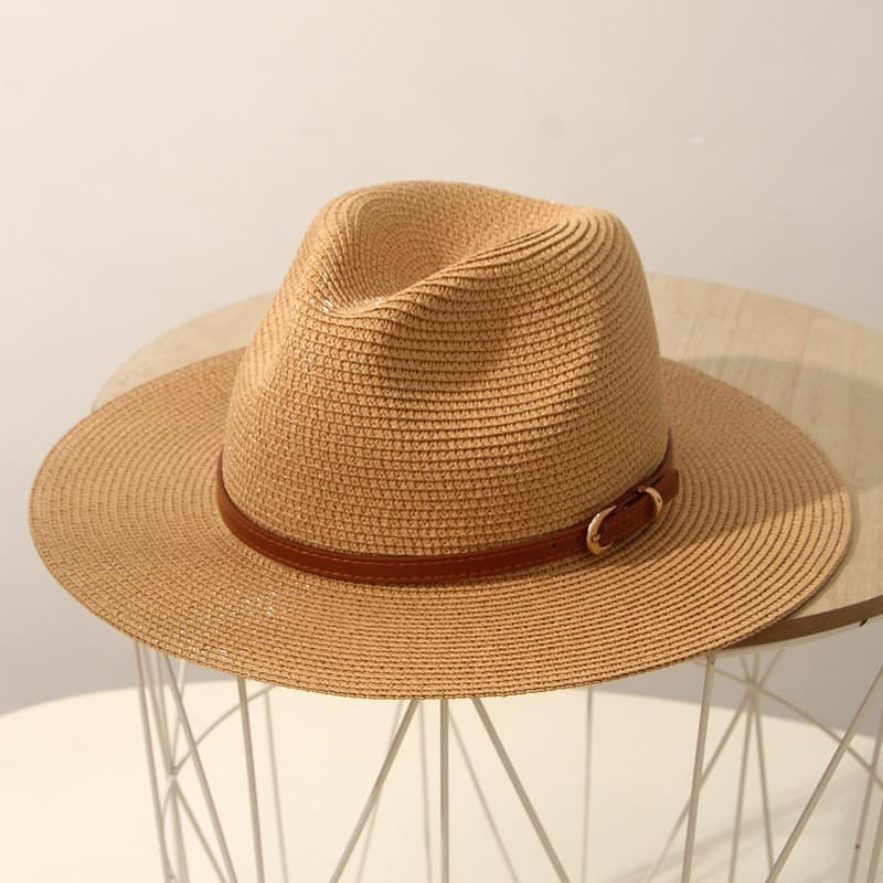 Chapéu de palha panamá luz café britânico Jazz chapéu feminino na moda All-Match praia pára-sol chapéu superior verão be