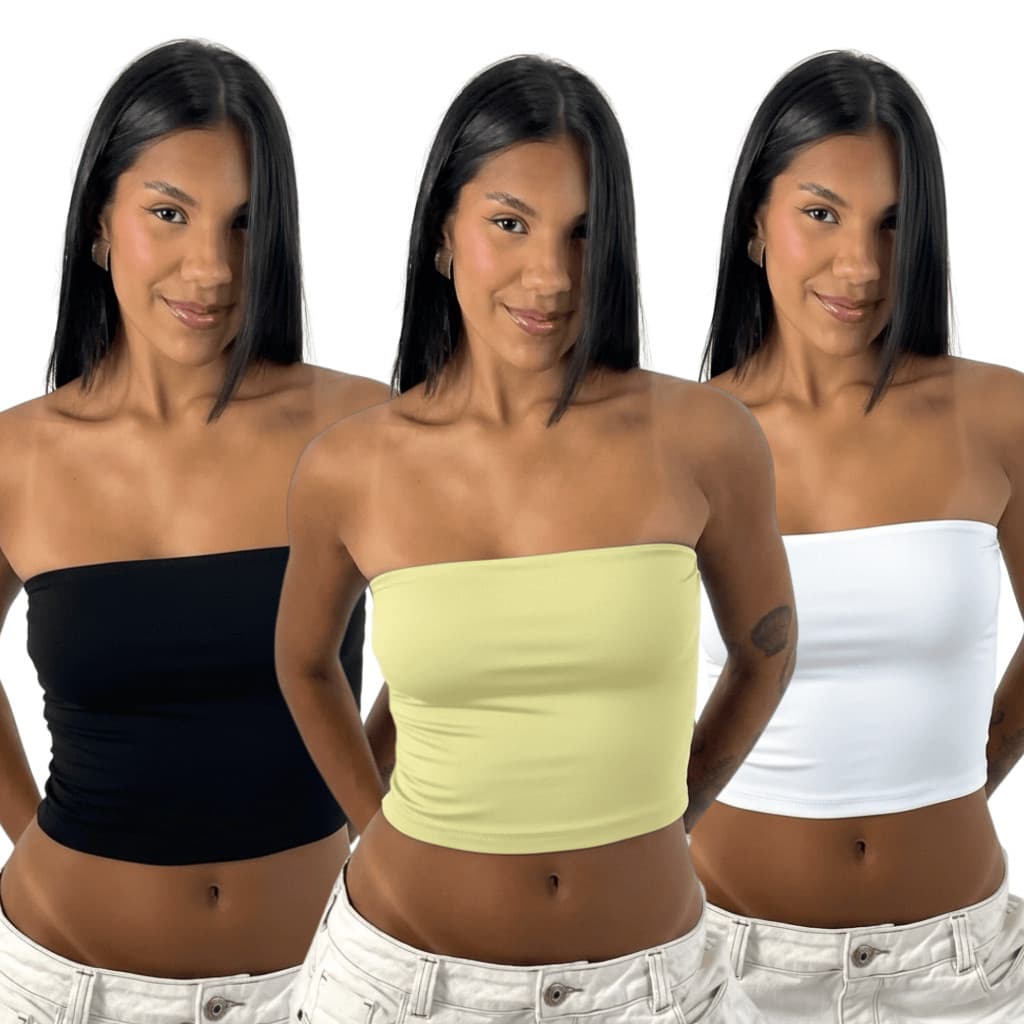 KIT 3 Top Cropped Feminino Tubinho Tomara que Caia em Suplex Premium Básico Estiloso Versátil