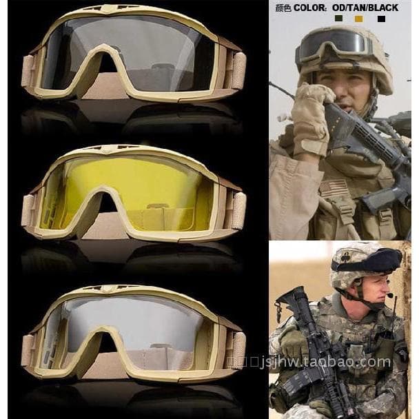 Óculos de proteção ao ar livre genuínos, óculos táticos para ciclismo no deserto, óculos de proteção contra impacto, 3 l