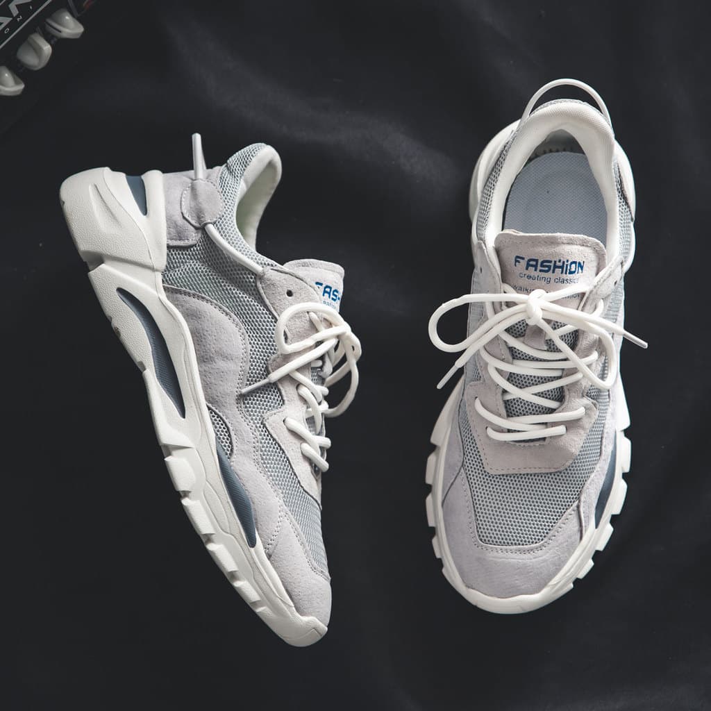 Outono inverno novo estilo tênis de sola macia masculino Casual malha respirável papai sapatos brancos couro genuíno tên