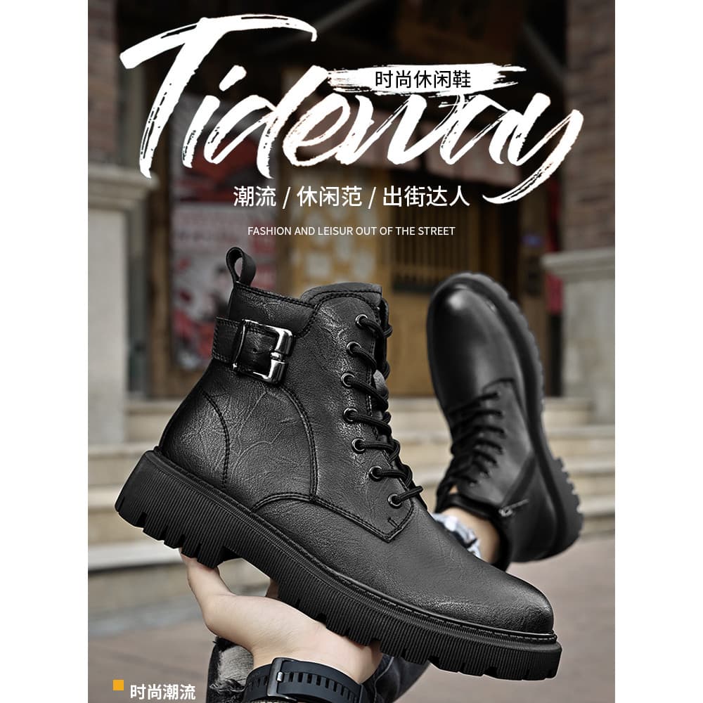 Sanzan sapatos masculinos de cano alto Martin botas masculinas 2026 novo estilo botas estilo britânico motocicleta botas