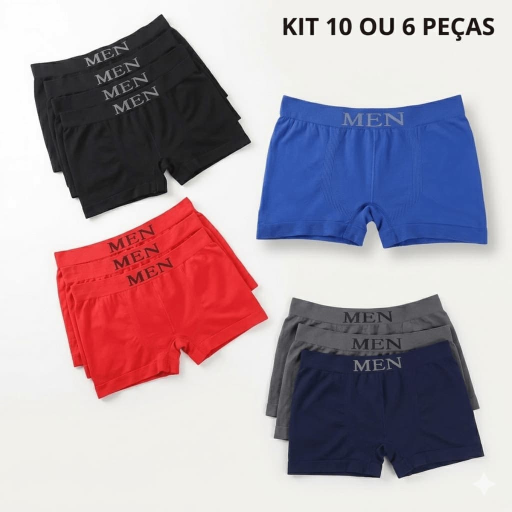 kit 12 ou 6 cuecas Renove seu estoque de roupas íntimas-Kit de Cuecas Boxers Masc. de Microfibra