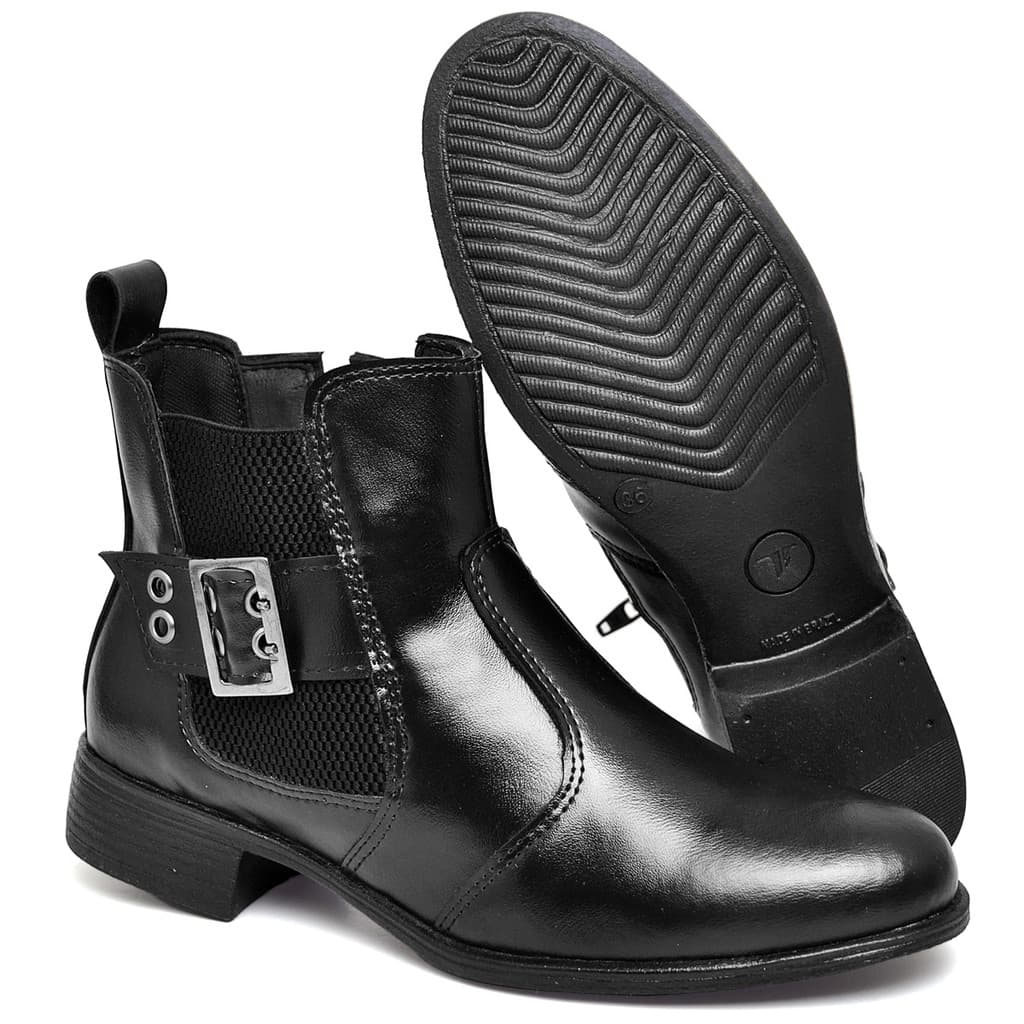 Bota Montaria Feminina Cano Curto Confortável em Couro Rodeio 204