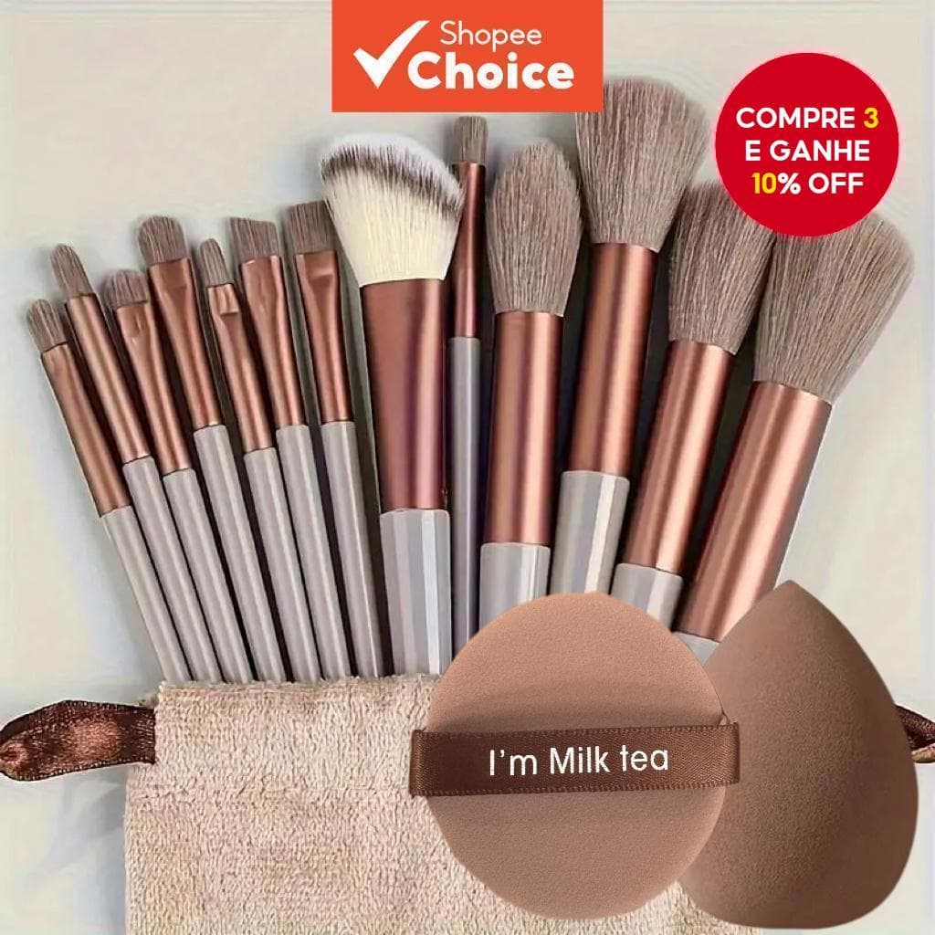 Conjunto De Pincéis De Maquiagem De 13 Peças Com Bolsa De Veludo Cosméticos Profissionais Para Rosto E Olhos Cerdas Sint
