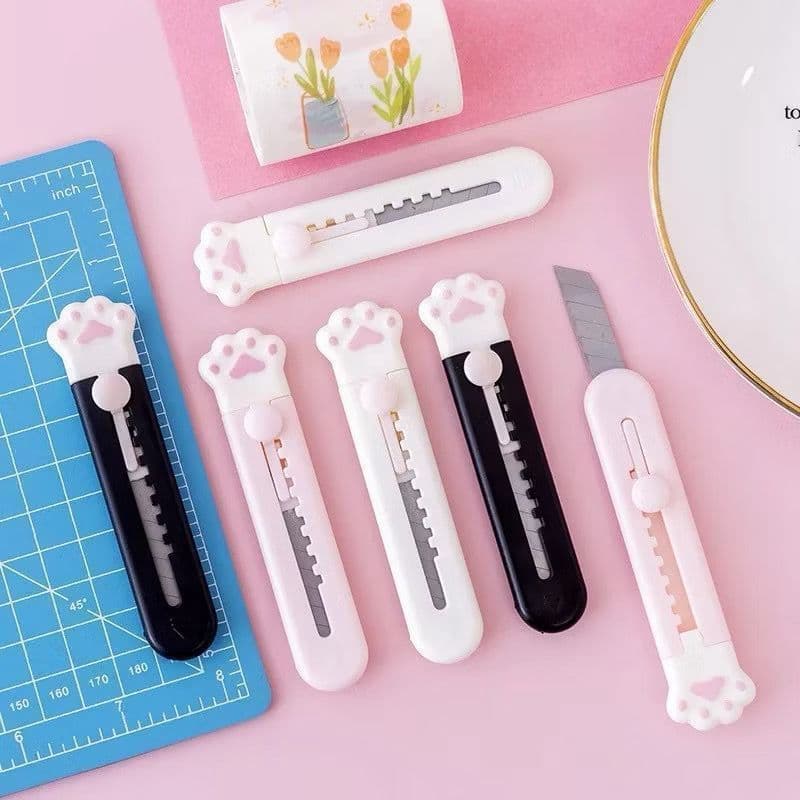 Estilete Profissional Pequeno Patinha de Gato Lâmina Durável Escritório Kit 1/3/5