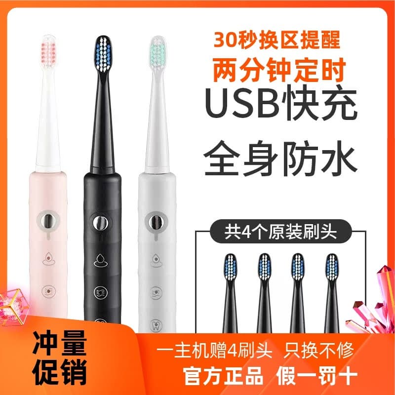 BRZ2 Escova de dentes elétrica estilo adulto masculino feminino conjunto de casal cerdas macias à prova d'água recarregá