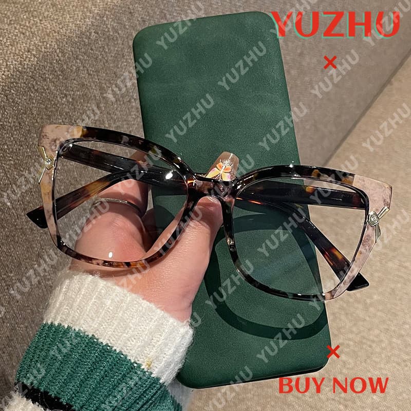 (YUZHU) Óculos Da Moda Estilo Europeu E Americano Para Mulheres Com Armação De Olho De Gato Anti Luz Azul