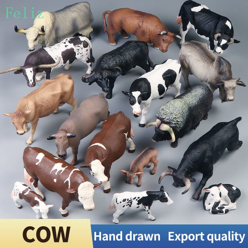 Modelo de Simulação de Fazenda Animal Vaca Vaca Estática Sólida Ação Pássaros Coleção Cognitiva Figuras Brinquedos Educa