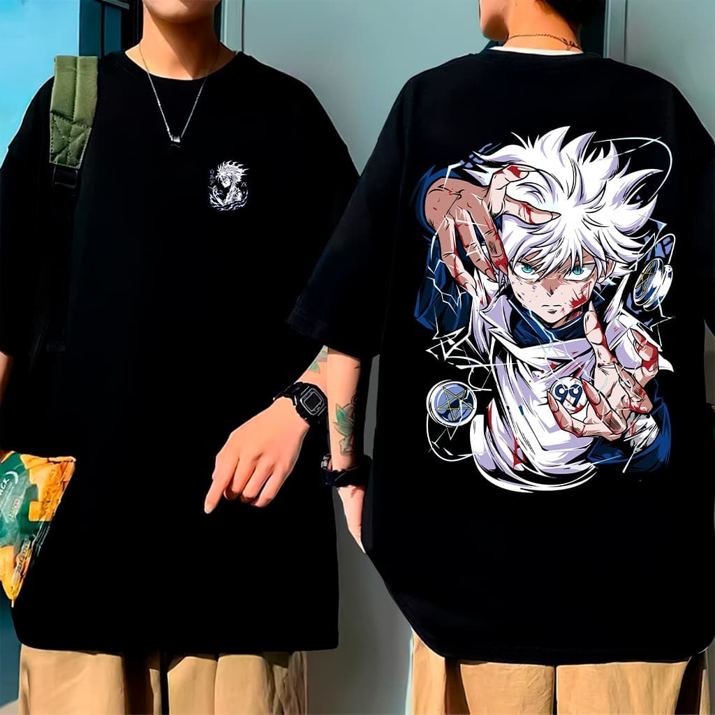 Camiseta Oversized Anime Estampada Kunai Mangá Killua Unissex Algodão
