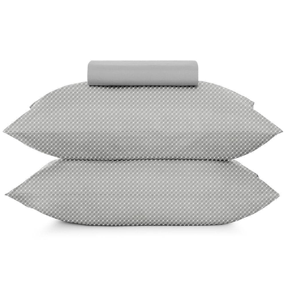 Jogo de Cama Simples Casal 3 Peças Toque Acetinado Slim Cinza