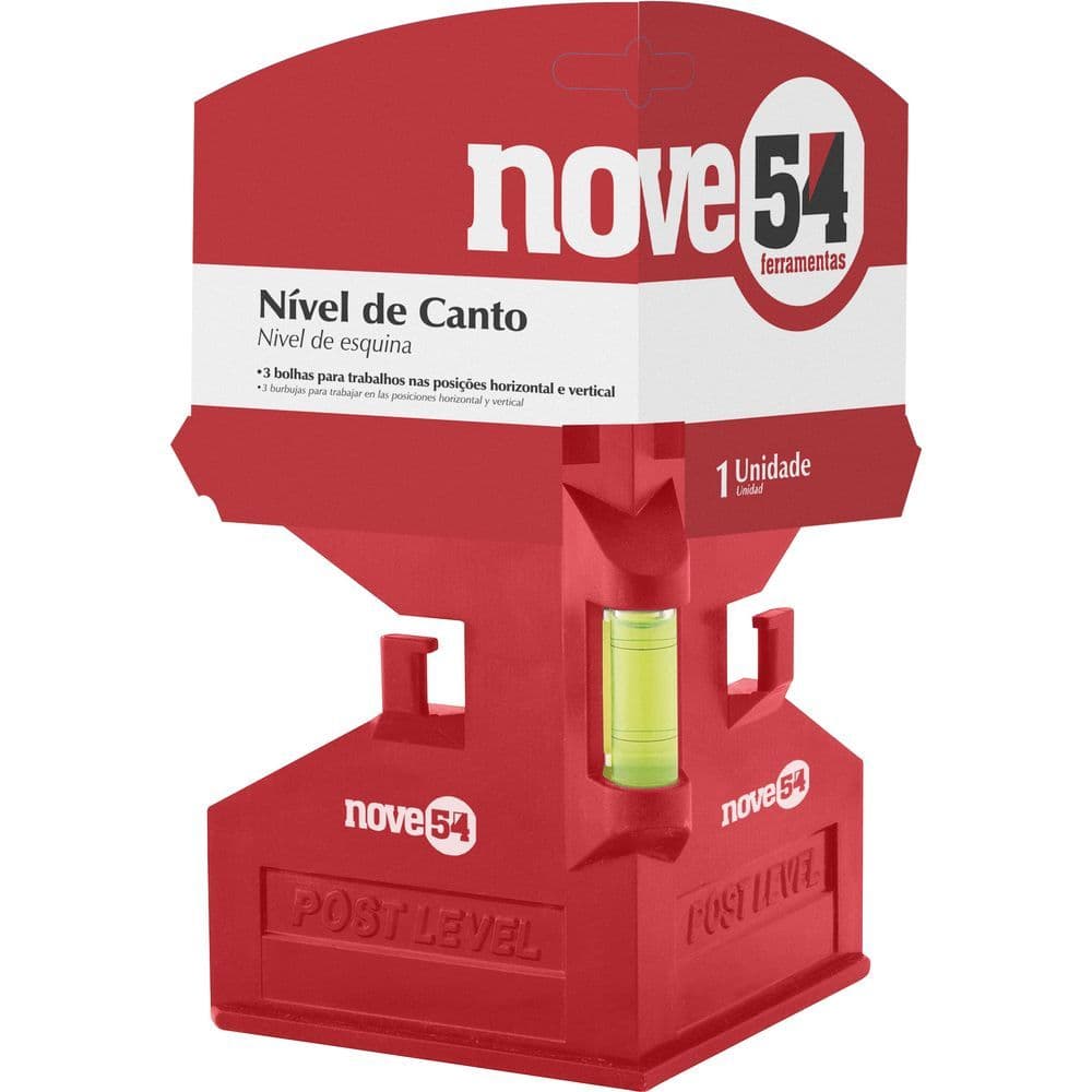Nível de Canto 125X80mm 3 Bolhas Base Magnética Nove54