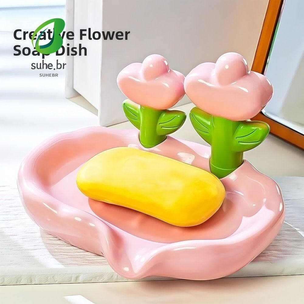 Bandeja De Sabão SFBSF , Design De Tulipa Com Saboneteira De Drenagem De Calha , Sem Necessidade De Perfuração , Rack De