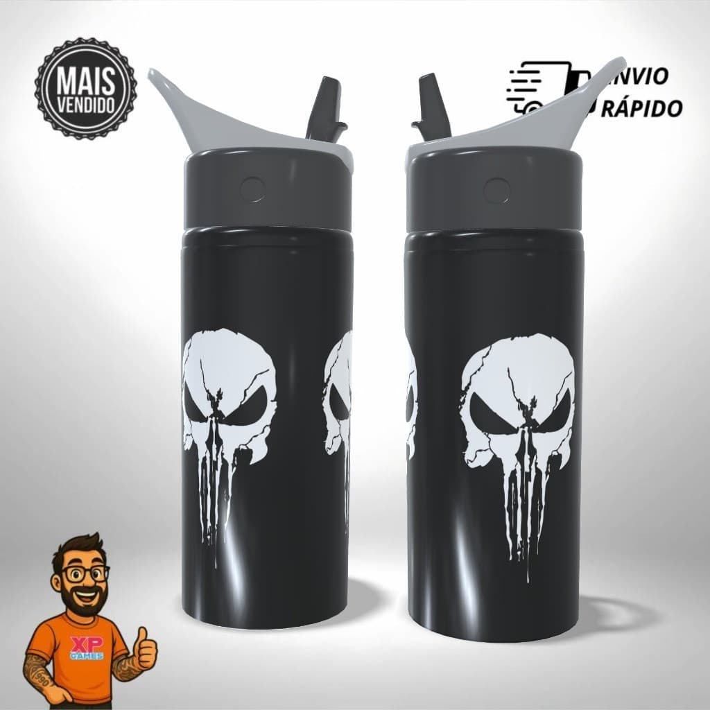 Garrafa Squeeze Justiceiro The Punisher  Filmes Série Personalizada Alumínio Escolar Presente
