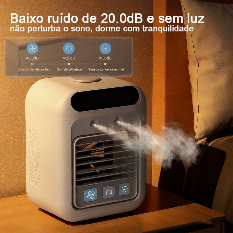 Ar Condicionado Portátil Grande | Climatizador + Umidificador + Ventilador | LED | Para Quarto, Sala, Escritório e Mesa
