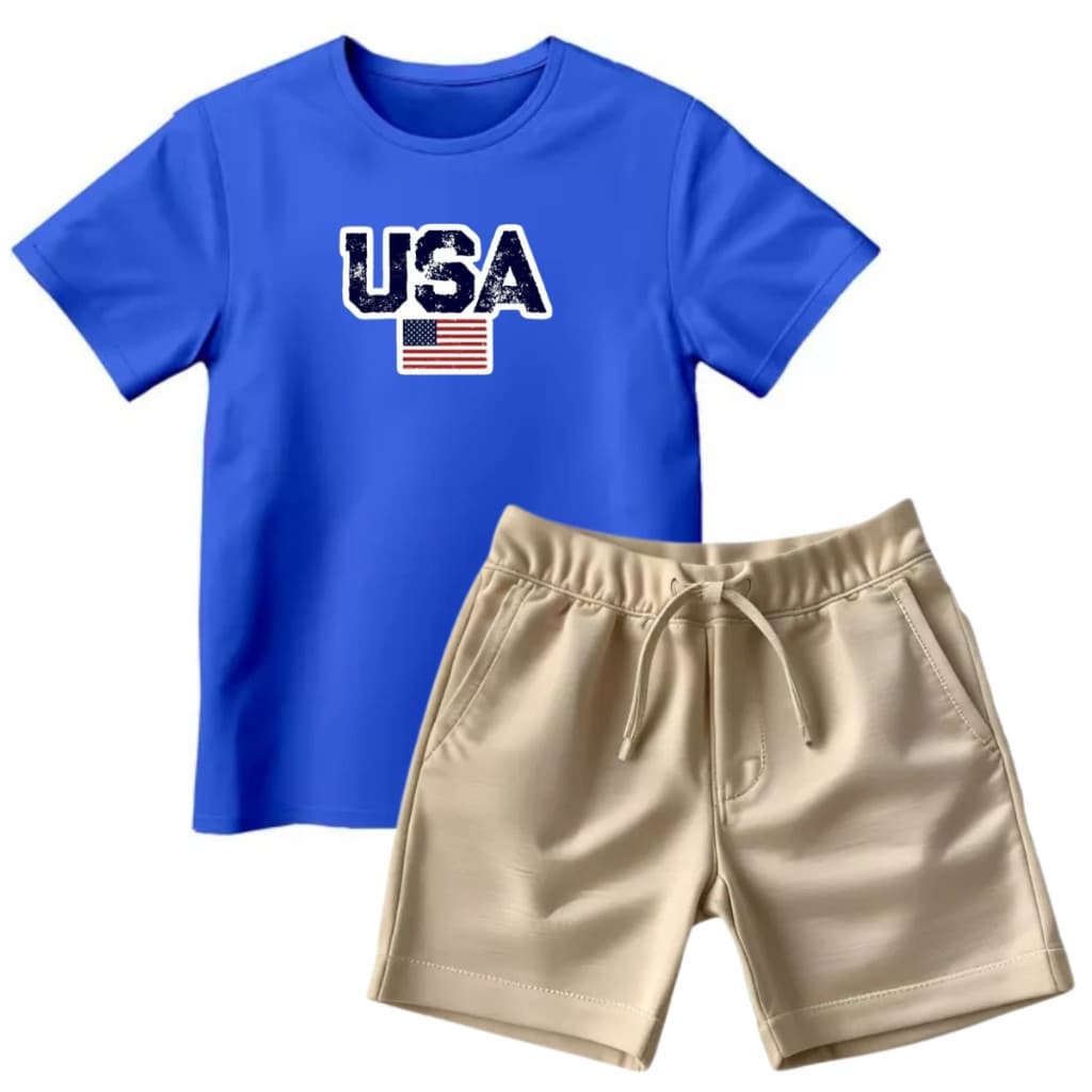 Conjunto Infantil Masculino Básico Verão Kit Menino Short Camiseta Moderno Casual