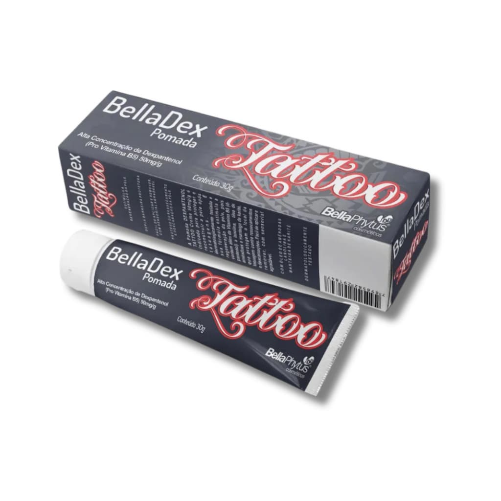 Pomada BellaDex Tattoo 50mg/g 30g Vit B5 Karité – Cuidados Pós-Tatuagem Cores Vivas!