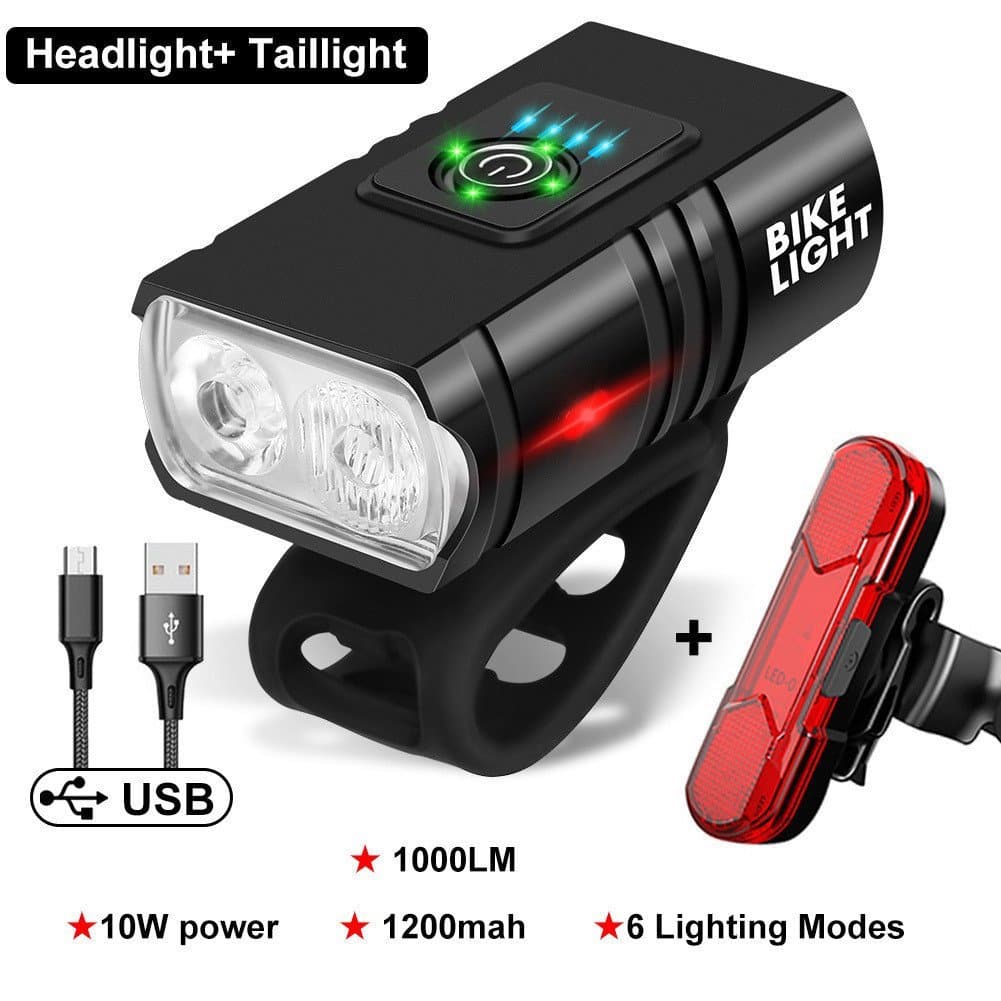 Lanterna de bicicleta USB T6, lanterna de alta luminosidade para ciclismo noturno com display de nível de bateria, luz f