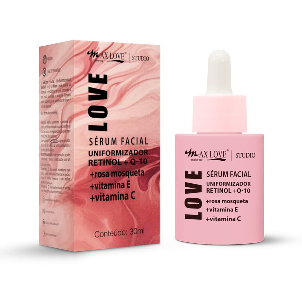 (V)✨ Sérum Facial Uniformizador Retinol + Q-10 Max Love – Antissinais, Firmeza e Renovação