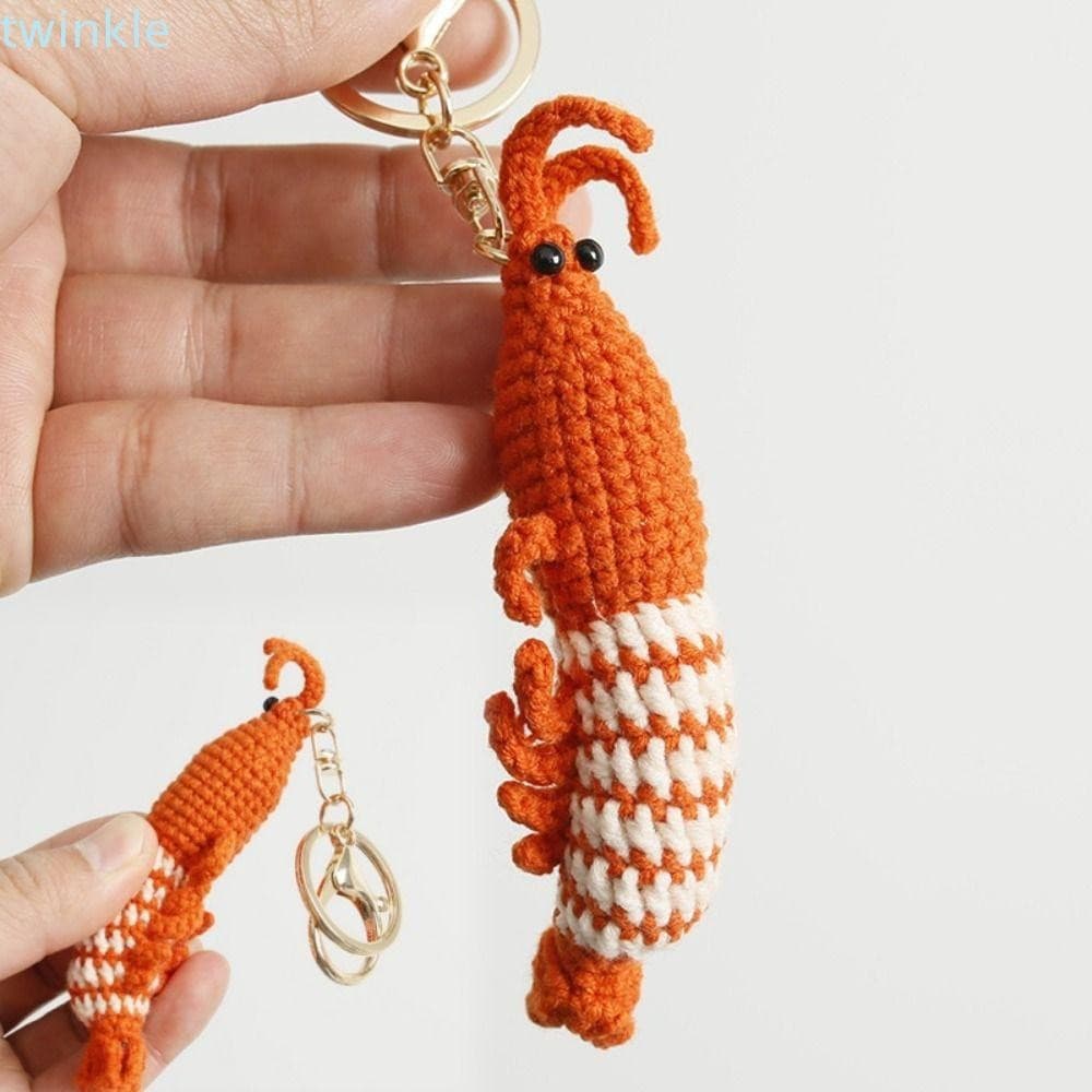 Pingente De Camarão De Malha Cintilante , Chaveiro De Para Decoração De Chave Boneca Feito À Mão