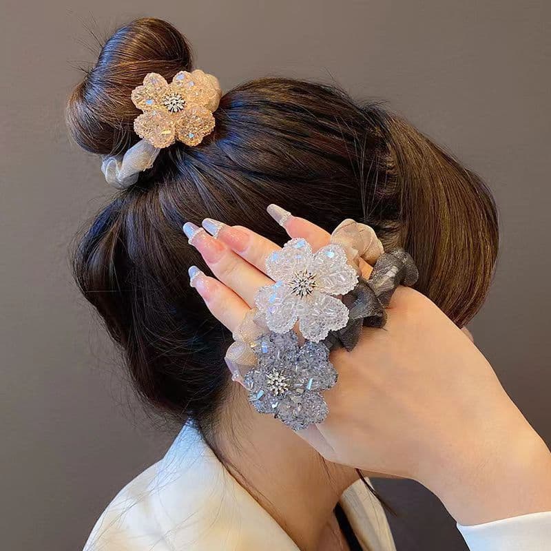 Novo estilo strass piscando diamante cabeça corda menina temperamento Retro requintado Scrunchy anel de cabelo High-End
