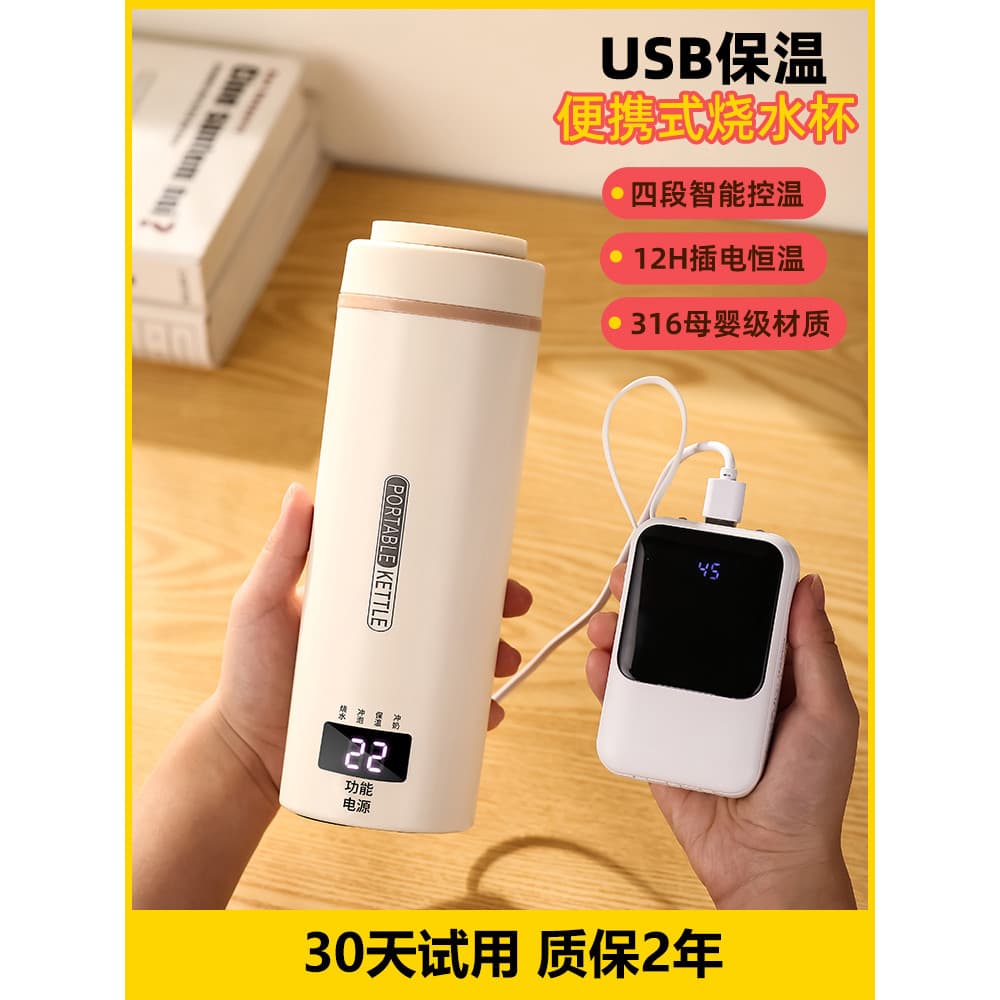 Chaleira portátil pequena usb termostática chaleira de aquecimento elétrico desligamento automático dormitório doméstico