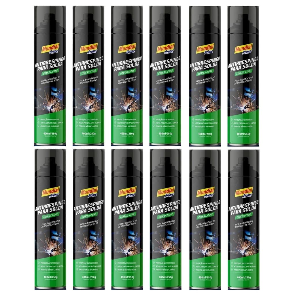 Kit 12x Anti Respingo  Spray P/ Solda Com Silicone C/ 400ml