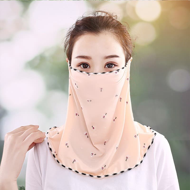Protetor solar ferramenta útil feminino gelo seda respirável rosto gaze cachecol guarda-sol máscara facial completa másc