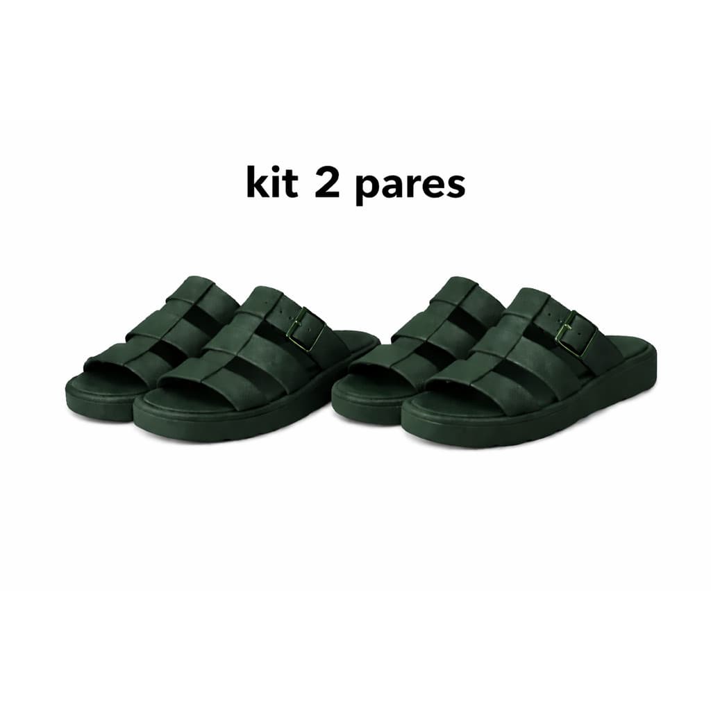 2 Pares Slide Feminino Casual Confortável Solado Alto