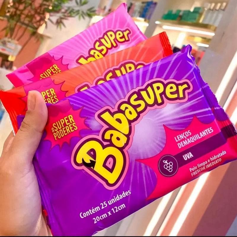 Babasuper Lenço Demaquilante UVA 25 Unidades 20cm x 12cm Limpeza de Maquiagem Super Poderes