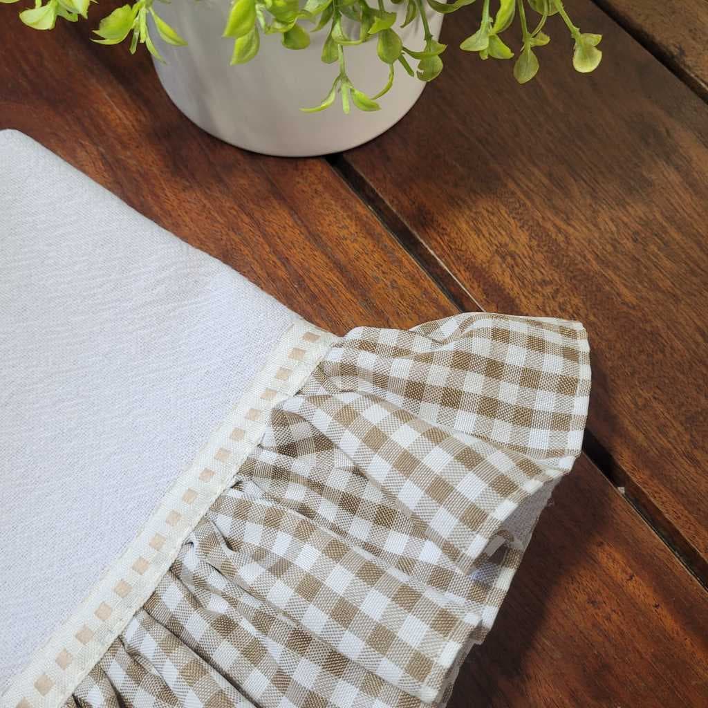 KIt 2 Panos de Prato Babado Xadrez Farm House Vintage  45x65