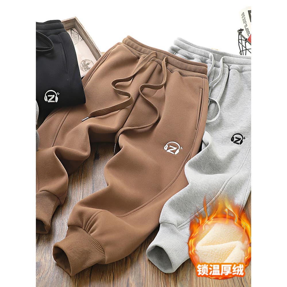 Meninos forro de lã engrossado Sweatpants 2025 primavera outono novo estilo crianças médio grande crianças esportes casu